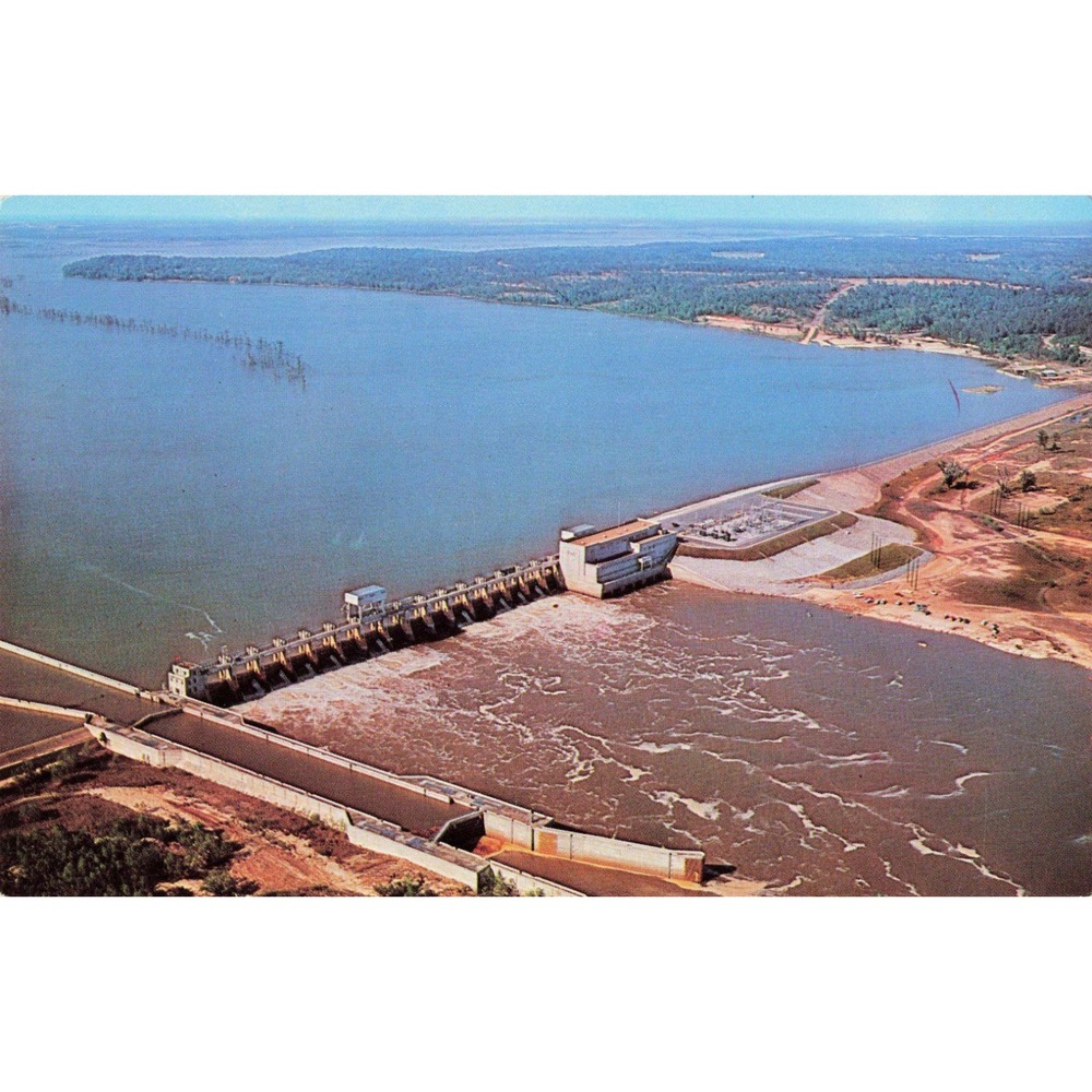 Vintage Jim Woodruff Lock and Dam Postcard Lake Seminole Chattahoochee River VG - Picture 1 of 2